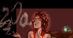 Maviola smokes in bed (Cutout from NSFW image on discord)