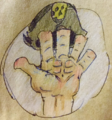 Pirateaba's hands after writing training, by Brack