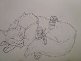 Rags and Carn Wolf sleeping by LeChatDemon