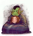 Daydream - Erin snuggels with Numbtongue, by ArtsyNada (The Innkeeper’s [Knight])
